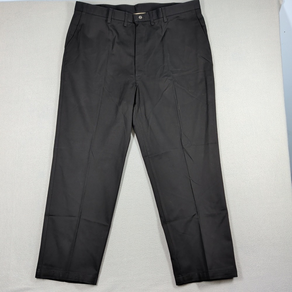 Lee Chino Pants Mens 44x30‎ Black Wrinkle Free Relaxed Tapered Plain Front